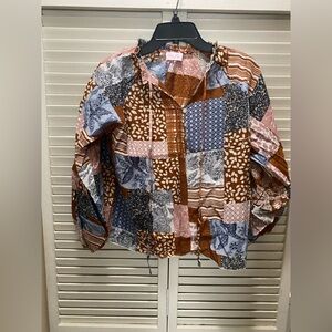 Pink Lily Multicolor Patchwork Shirt